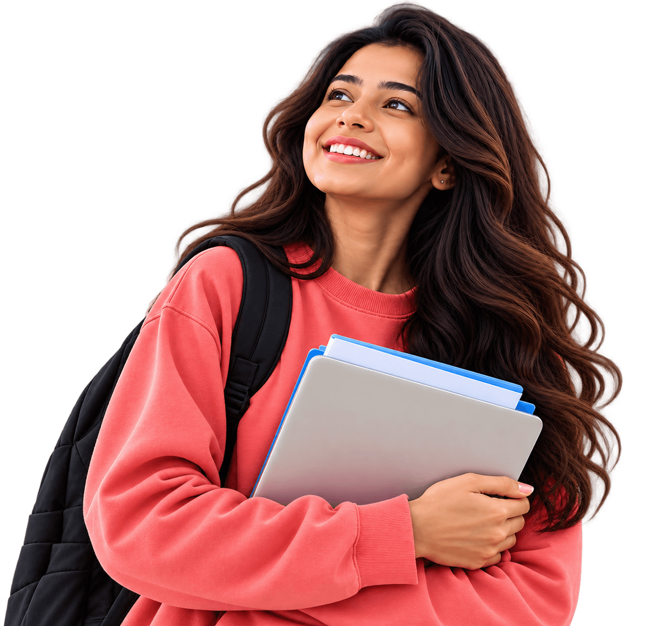 Smiling Student with Laptop and Backpack - Alderwood Vantage